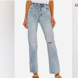 Pistola Light Blue Distressed lightweight Straight leg High Rise Jeans size 25